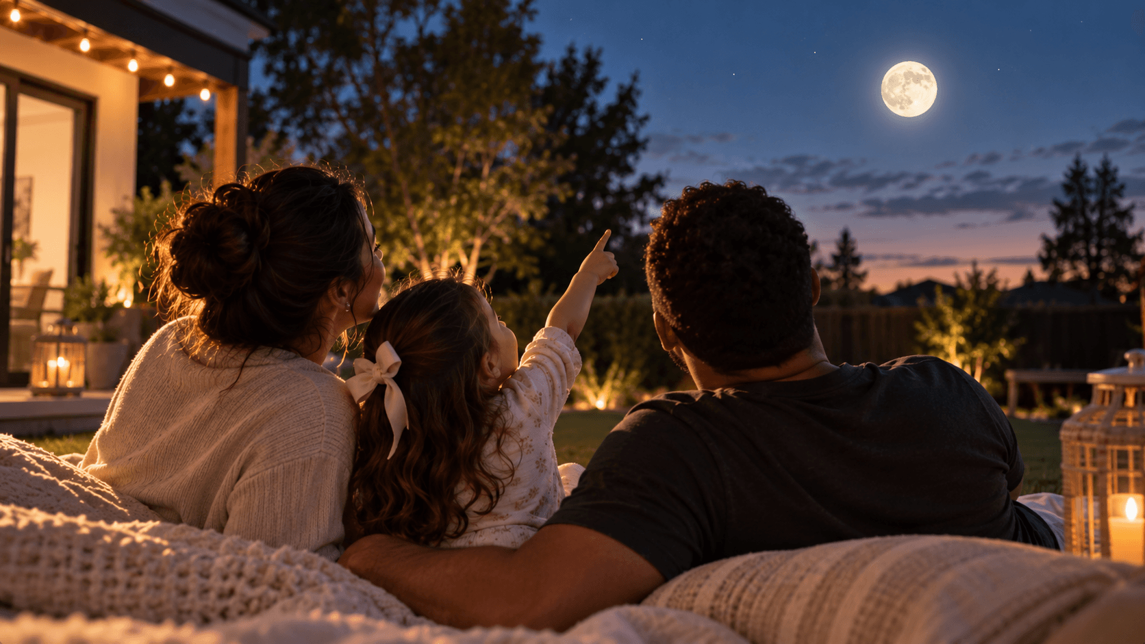 A visual from Emma’s family movie night outside, alongside her question about the moon.